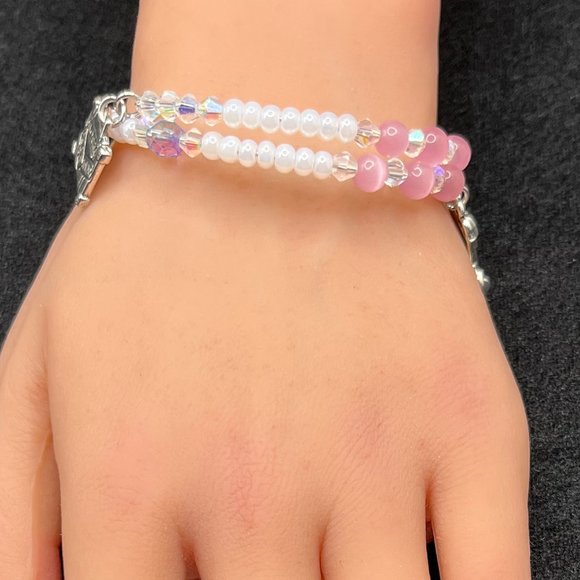 BEADED CHARM BRACELET MEMORY WIRE HANDMADE BRACELET WOMEN CHRISTMAS GIFT - Picture 1 of 6
